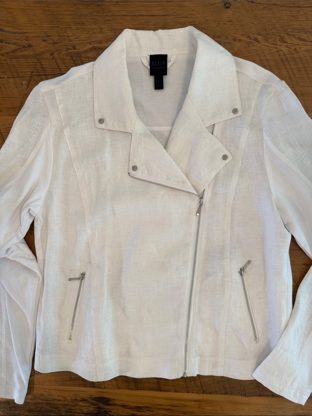White Mixed Media Linen and Knit Jacket
